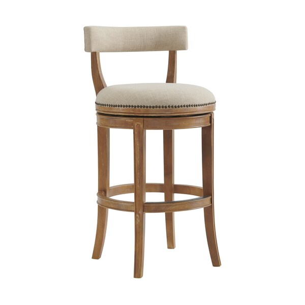 Alaterre Furniture Hanover Swivel Bar Height Bar Stool, Weathered Brown and Beige, 2PK ANHN04FDCR2 - main